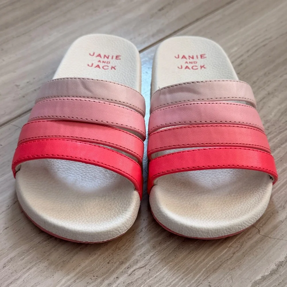 Janie and Jack Ombre Pool Slide Multi Strap Pink Red Beach Summer Vacation 9 EUC